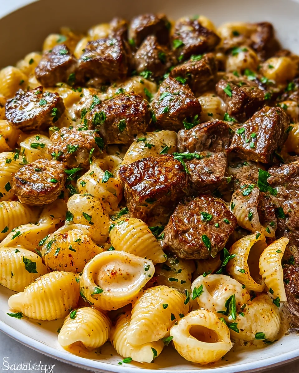 Cajun Steak Bites with Cheesy Garlic Shells
