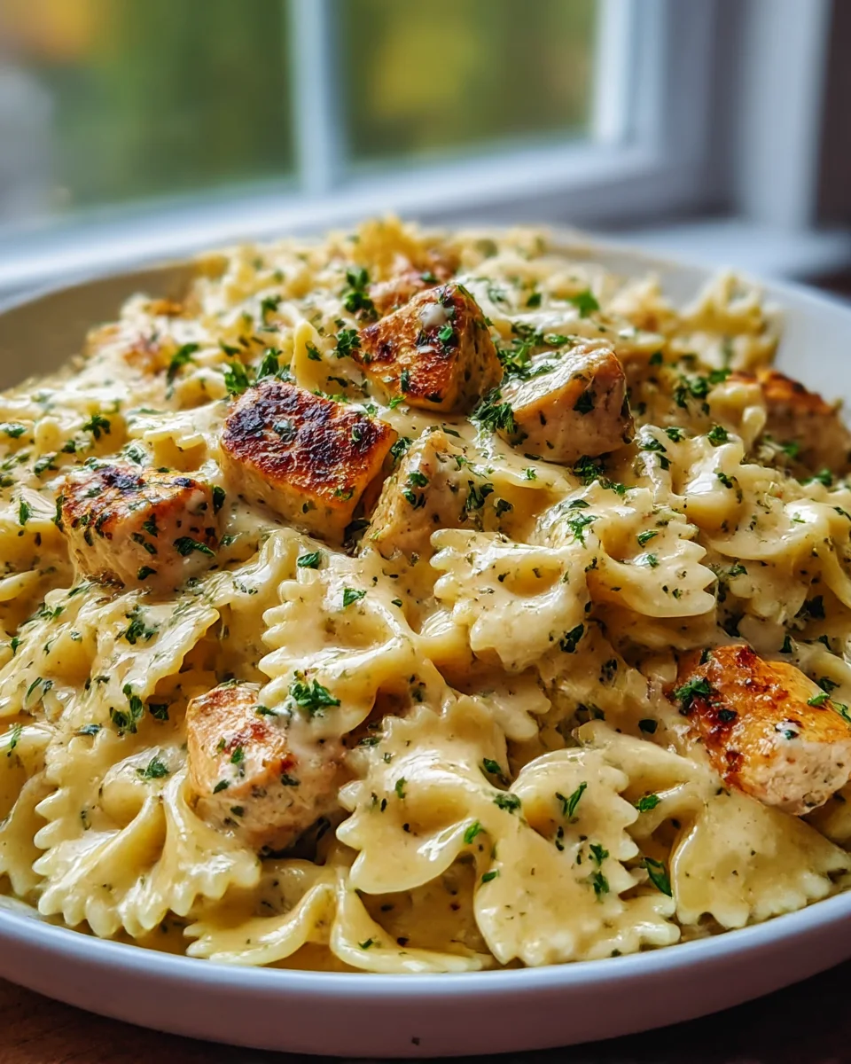 Cheesy Garlic Butter Chicken Bowties