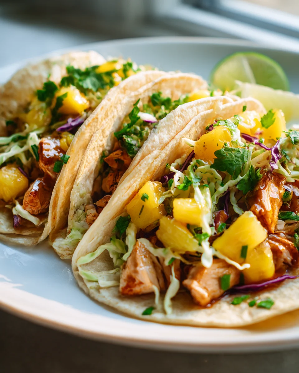 Hawaiian Beef Tacos with Pineapple and Cabbage