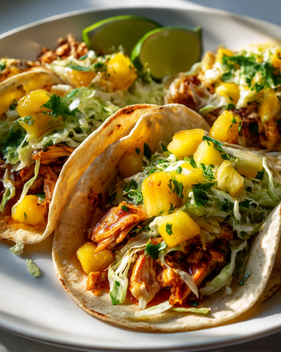 Hawaiian Beef Tacos with Pineapple and Cabbage