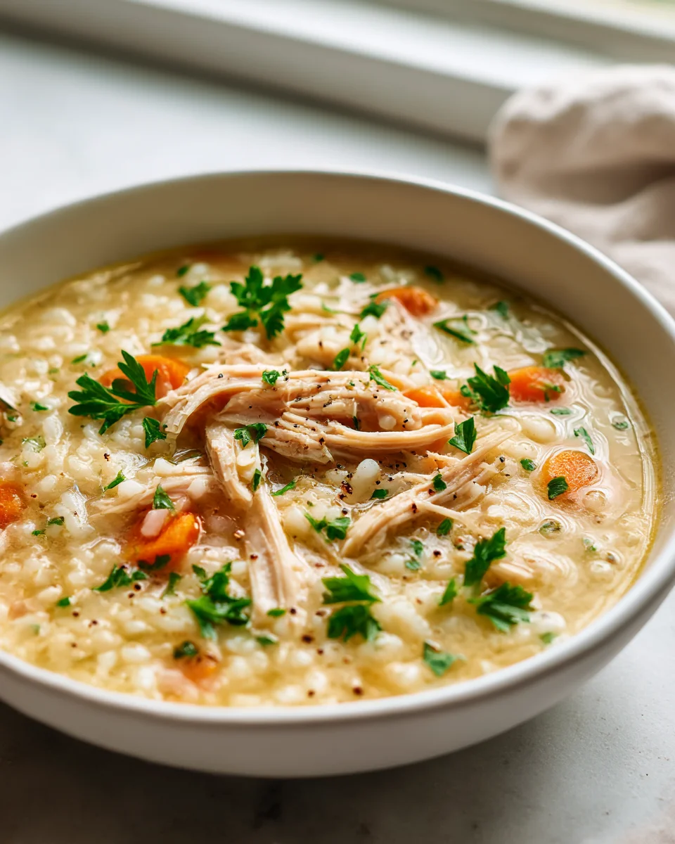 Creamy Garlic Chicken and Rice Soup