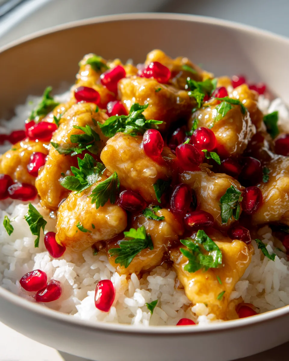 Pomegranate Honey Mustard Beef Rice Bowls