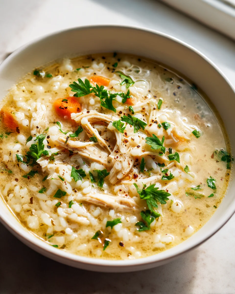 Creamy Garlic Chicken and Rice Soup