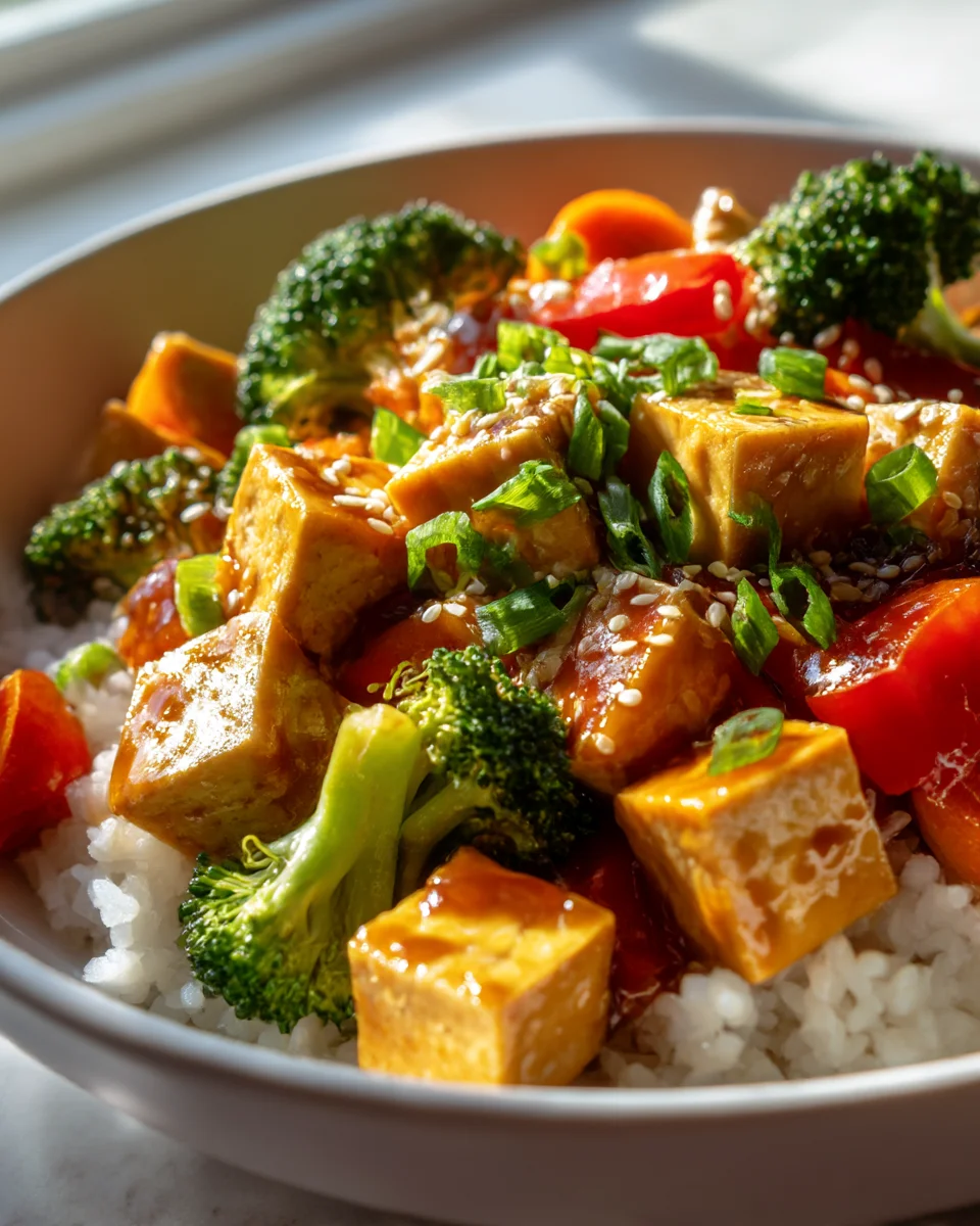 Delicious Teriyaki Tofu & Vegetable Rice Bowl Recipe