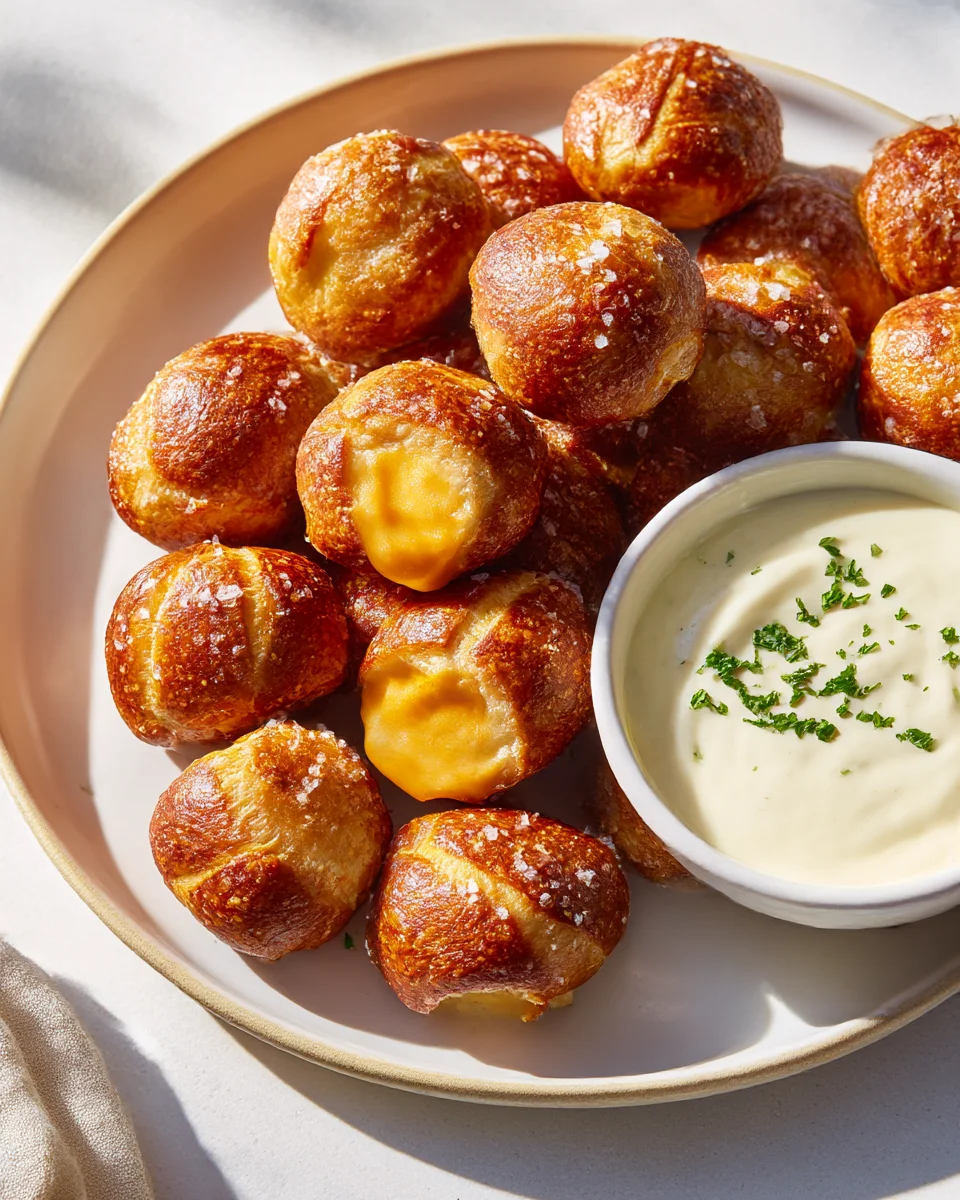 Cheddar Garlic Pretzel Bites with Dip: Irresistible Snack!