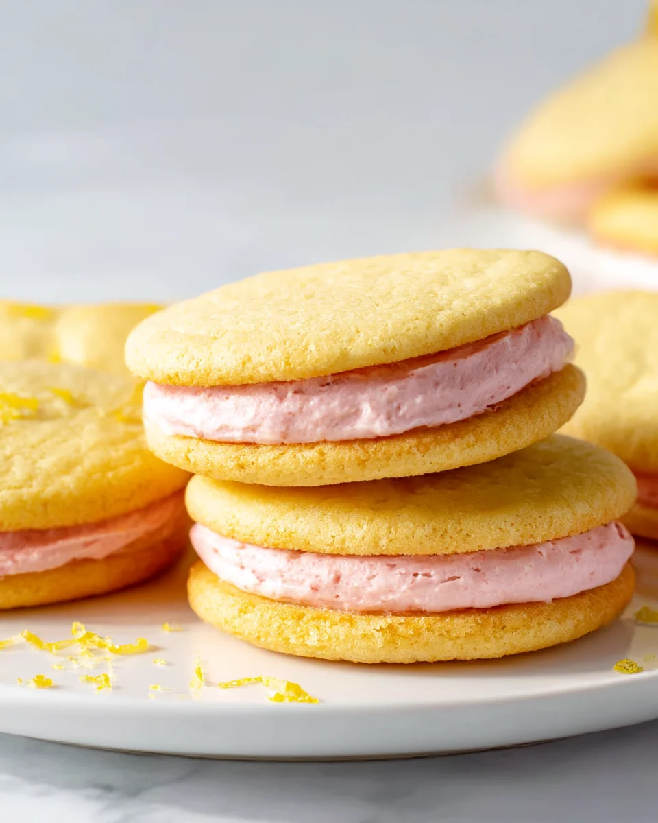 Lemon Sandwich Cookies with Strawberry Frosting Recipe Delight