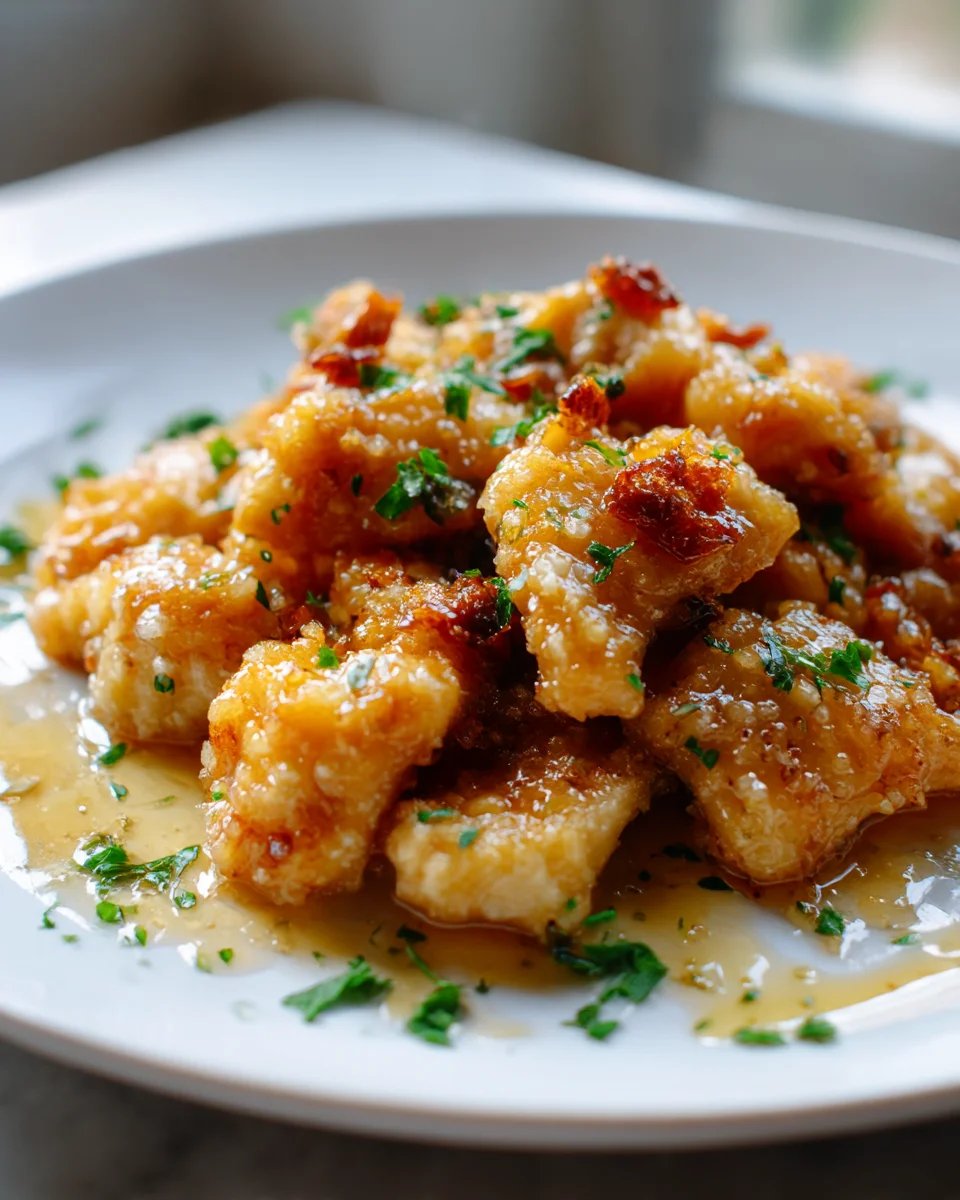 Sweet Honey Butter Chicken with Crispy Garlic