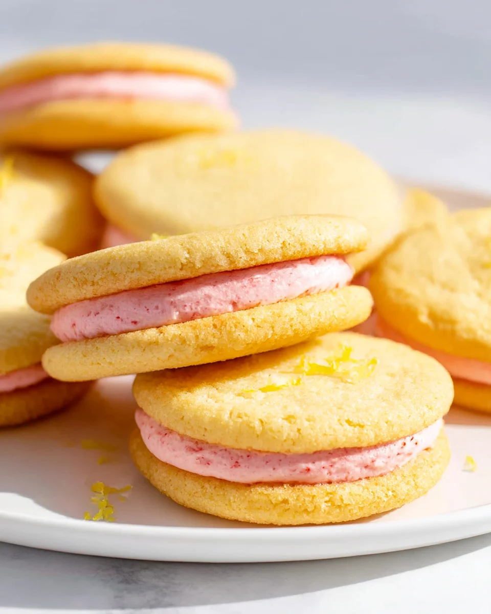 Lemon Sandwich Cookies with Strawberry Frosting Recipe Delight