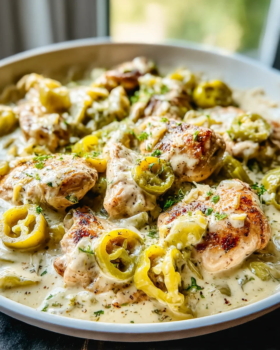 Creamy Pepperoncini Chicken Skillet: Easy One-Pan Delight!