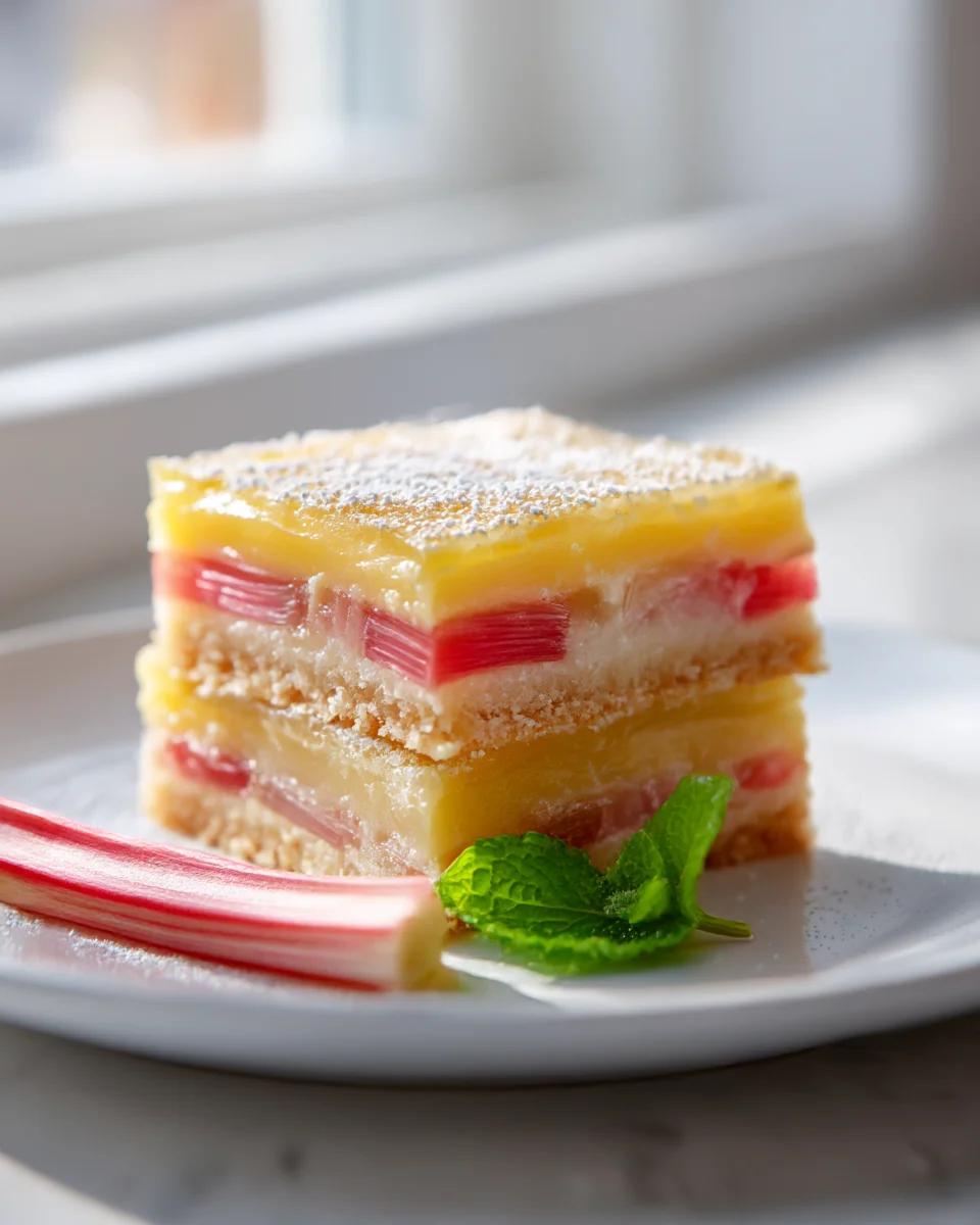 Zesty Lemon Rhubarb Custard Bars