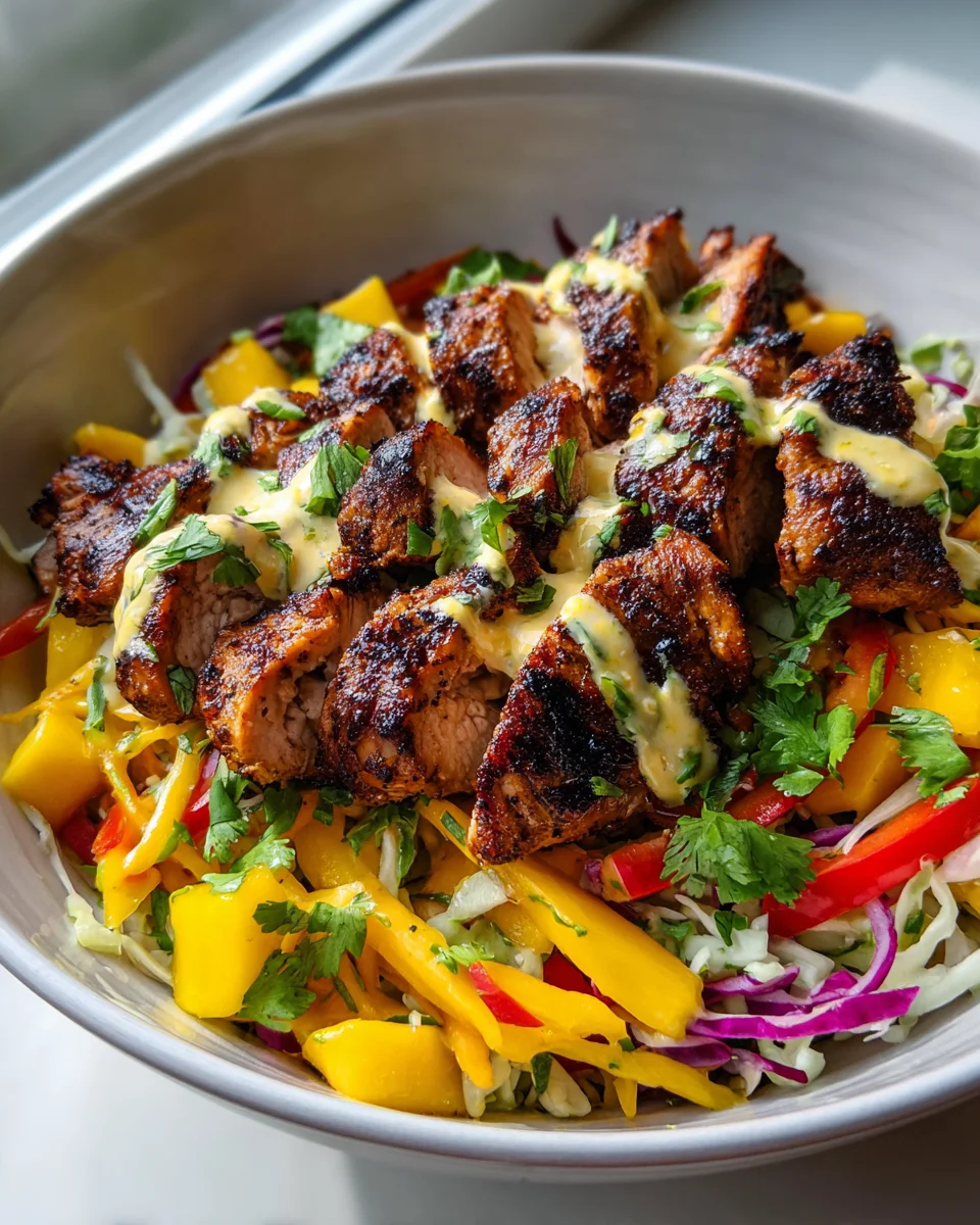 Tropical Jerk Chicken Mango Slaw Bowls