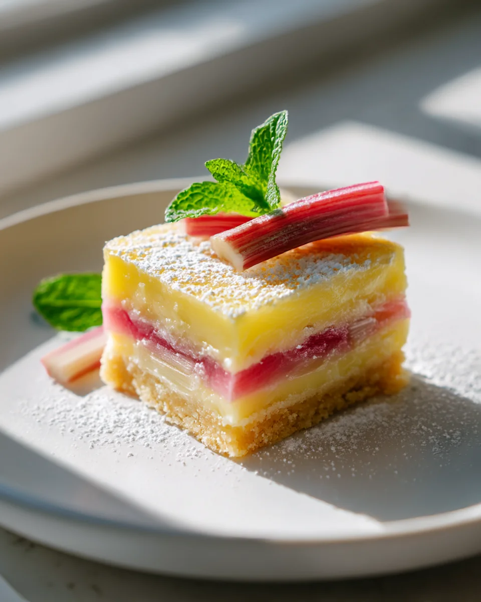 Zesty Lemon Rhubarb Custard Bars
